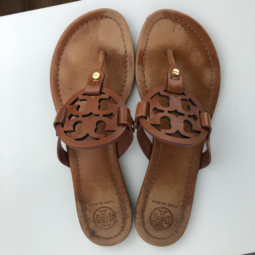 Tory Burch Miller Brown Leather Sandals - Picture 4 of 8